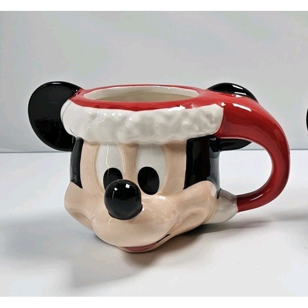 Disney Parks Christmas Santa Mickey Mouse Sculpted Coffee Mug Cup Holiday NEW